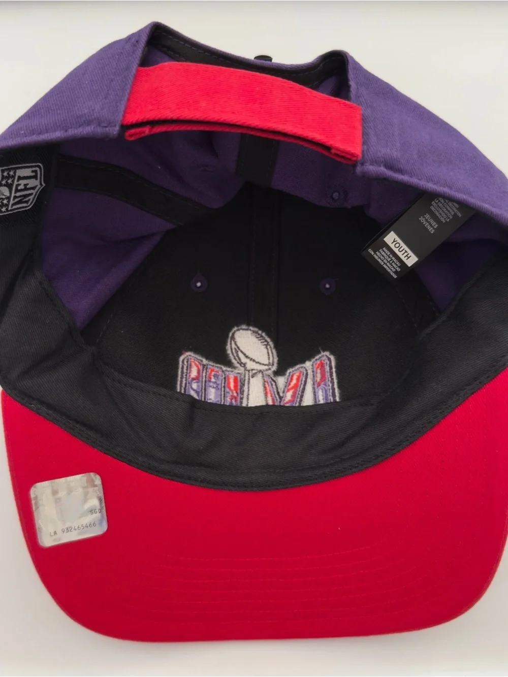 NFL Super Bowl 47 LVIII 2024 Youth Baseball Cap Purple Red Football Sports